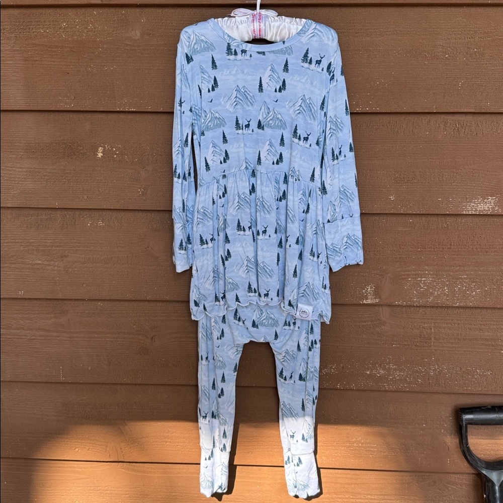 Ready Set Romper Bamboo Blue Pajama Set Mountain Print size 2/3T